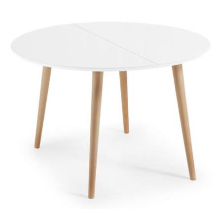 MESA COMEDOR REDONDA OAKLAND EXTENSIBLE 120(200)X120 BLANCO MATE