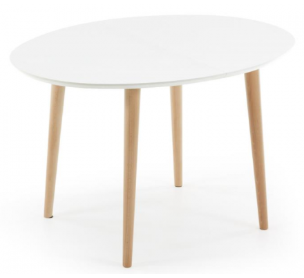 MESA COMEDOR OVALADA OAKLAND EXTENSIBLE 120 Ext. 90X200 BLANCO MATE
