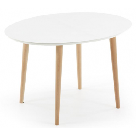 MESA COMEDOR OVALADA OAKLAND EXTENSIBLE 120 Ext. 90X200 BLANCO MATE