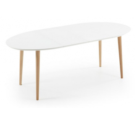 MESA COMEDOR OVALADA OAKLAND EXTENSIBLE 120 Ext. 90X200 BLANCO MATE