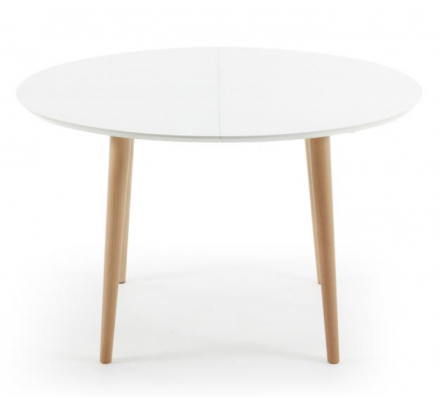 MESA COMEDOR OVALADA OAKLAND EXTENSIBLE 120 Ext. 90X200 BLANCO MATE