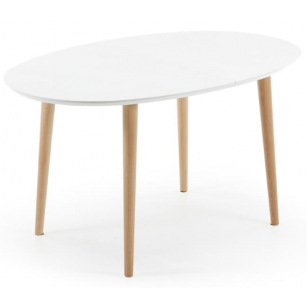 MESA COMEDOR OVALADA OAKLAND EXTENSIBLE 140 Ext. 90X220 BLANCO MATE