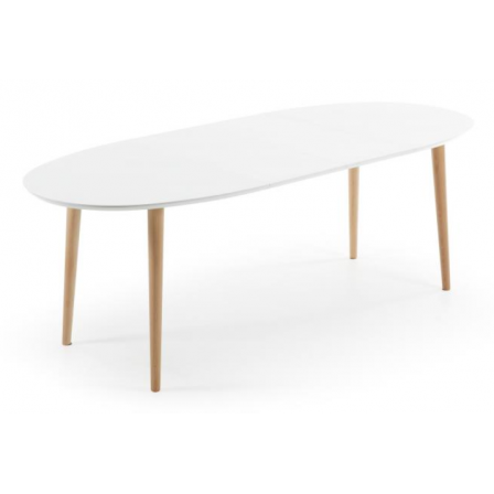 MESA COMEDOR OVALADA OAKLAND EXTENSIBLE 140 Ext. 90X220 BLANCO MATE