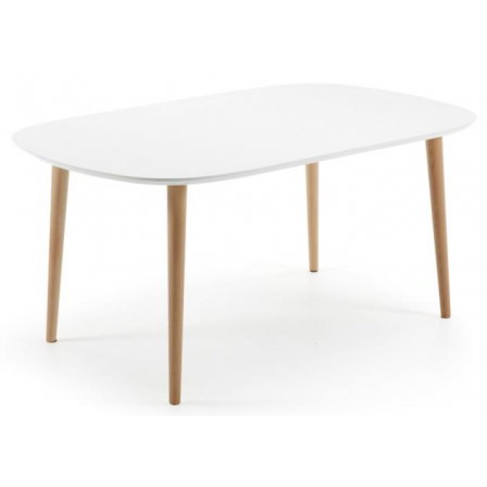 MESA COMEDOR OVALADA OAKLAND EXTENSIBLE 160 Ext. 100X260 BLANCO MATE