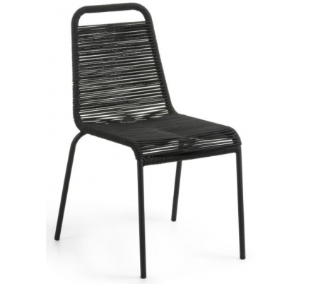 SILLA COMEDOR GLENVILLE METAL CUERDA NEGRA APILABLE
