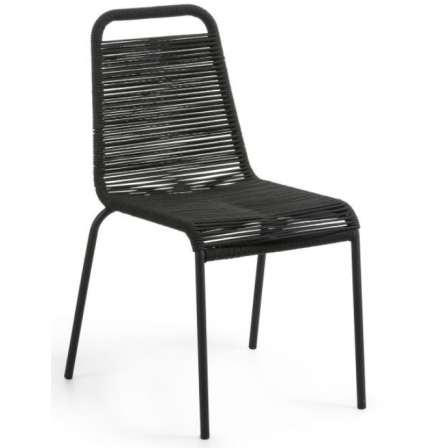 SILLA COMEDOR GLENVILLE METAL CUERDA NEGRA APILABLE