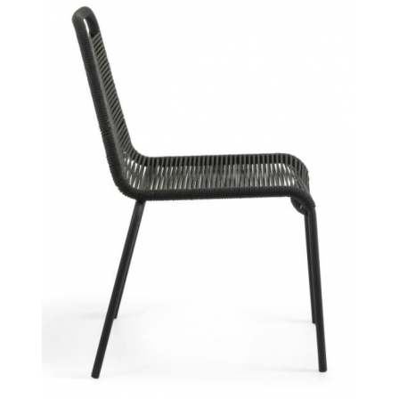 SILLA COMEDOR GLENVILLE METAL CUERDA NEGRA APILABLE