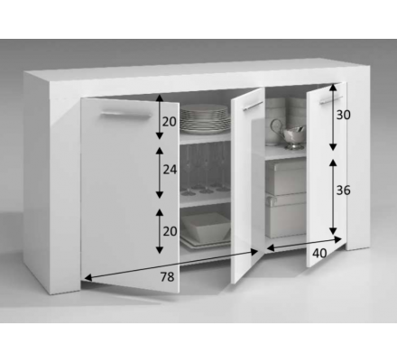 BUFFET APARADOR 3 PUERTAS URBAN BLANCO BRILLO