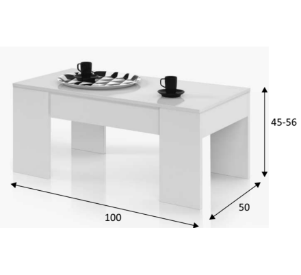 Mesa de Centro Elevable Flow BLANCO BRILLO
