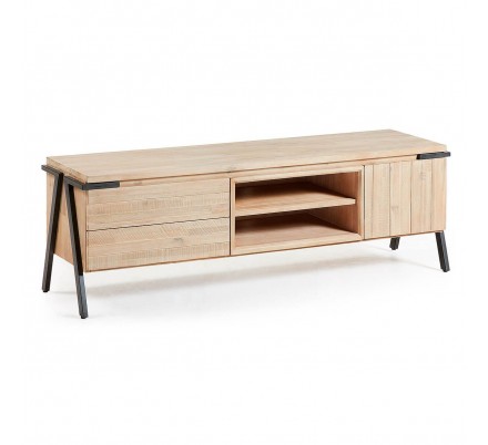 MUEBLE TV 1 PUERTA 2 CAJONES MODELO DISSET MADERA DE ACACIA 165X53