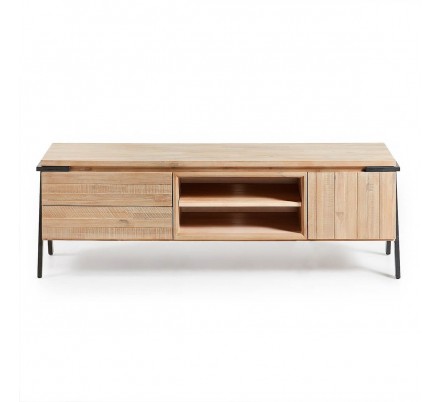 MUEBLE TV 1 PUERTA 2 CAJONES MODELO DISSET MADERA DE ACACIA 165X53