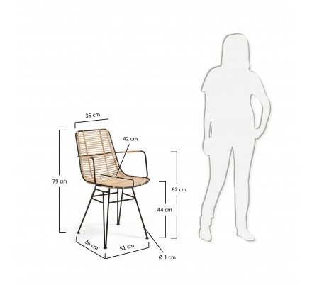 SILLA COMEDOR MODELO ASHANTI METAL-RATÁN