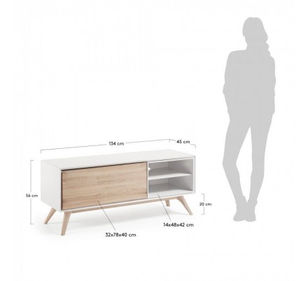 MUEBLE TV 1 PUERTA MODELO QUATRE DM-MADERA DE FRESNO 134x56