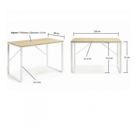 ESCRITORIO LISBET METAL-DM BLANCO 120X60