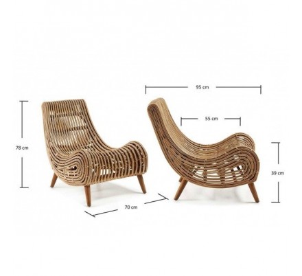SILLÓN EXTEERIOR MODELO AKIT MADERA NATURAL-RATÁN