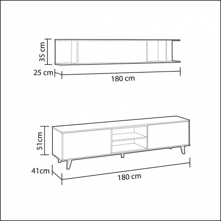 Mueble Salón Blanco - Roble Stylus Plus - Colección Nórdica