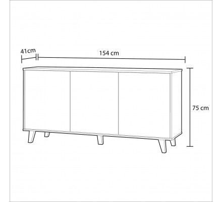 Aparador Buffet 3 Puertas Blanco Brillo -  Roble Stylus Plus