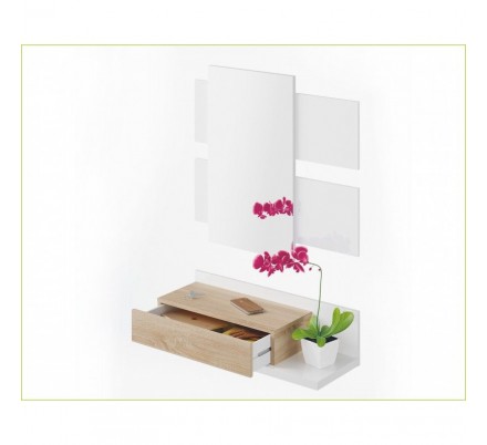 RECIBIDOR + ESPEJO TEKKAN ROBLE-BLANCO ARTIK
