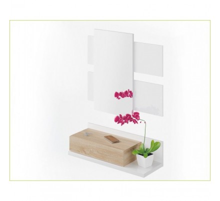 RECIBIDOR + ESPEJO TEKKAN ROBLE-BLANCO ARTIK
