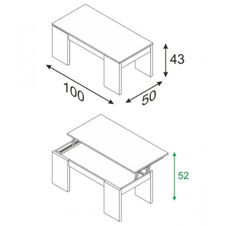 Mesa de Centro Elevable Roble Canadian