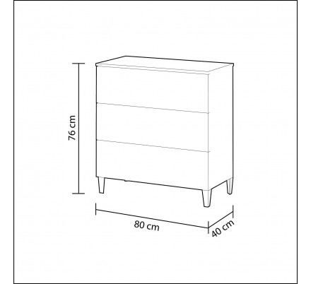 Cómoda de 3 cajones Loft - Muebles nórdicos