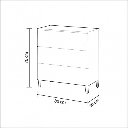 Cómoda de 3 cajones Loft - Muebles nórdicos