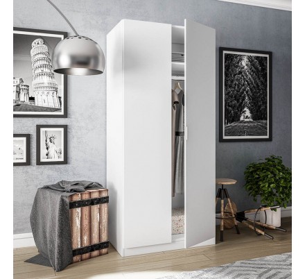 Armario Juvenil 2 Puertas Modelo Low Cost Color Blanco 180x81x52
