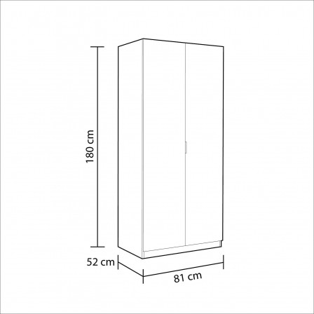 Armario Juvenil 2 Puertas Modelo Low Cost Color Blanco 180x81x52