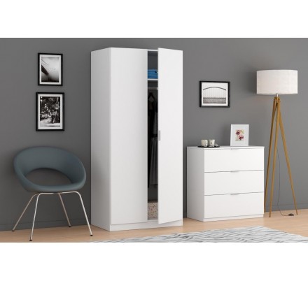 Armario Juvenil 2 Puertas Modelo Low Cost Color Blanco 180x81x52