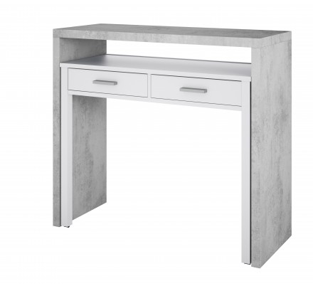 CONSOLA-ESCRITORIO 2 CAJONES BLANCO ARTIK-CEMENTO