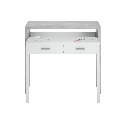 CONSOLA-ESCRITORIO 2 CAJONES BLANCO ARTIK-CEMENTO