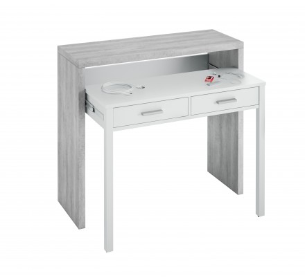 CONSOLA-ESCRITORIO 2 CAJONES BLANCO ARTIK-CEMENTO
