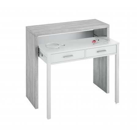 CONSOLA-ESCRITORIO 2 CAJONES BLANCO ARTIK-CEMENTO