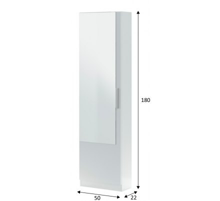 ZAPATERO 1 PUERTA CON ESPEJO BLANCO ARTIK 180X50