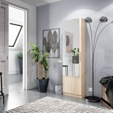ZAPATERO 1 PUERTA CON ESPEJO BLANCO ARTIK 180X50