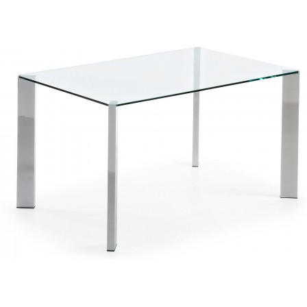MESA COMEDOR CORNER CRISTAL-ACERO CROMADO VARIAS MEDIDAS