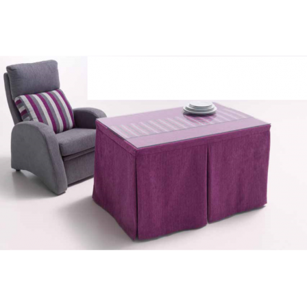 Mesa Camilla Modelo Rocky de 110x70 o 120x70 con Enaguas Incluidas