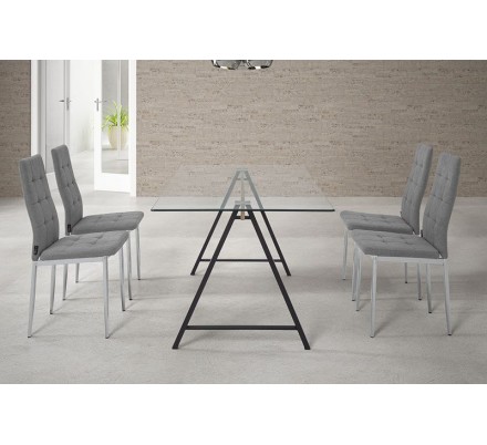 MESA DE COMEDOR ADÁN CRISTAL TEMPLADO-ACERO VARIAS MEDIDAS