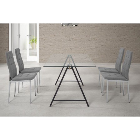 MESA DE COMEDOR ADÁN CRISTAL TEMPLADO-ACERO VARIAS MEDIDAS