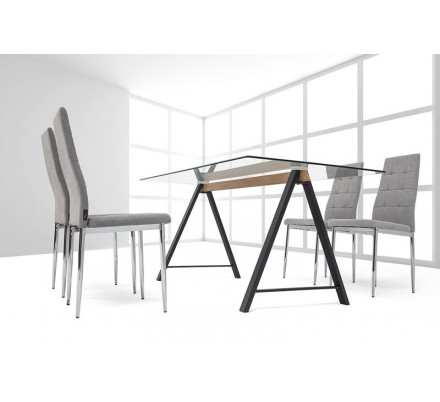 MESA DE COMEDOR ADÁN CRISTAL TEMPLADO-ACERO VARIAS MEDIDAS