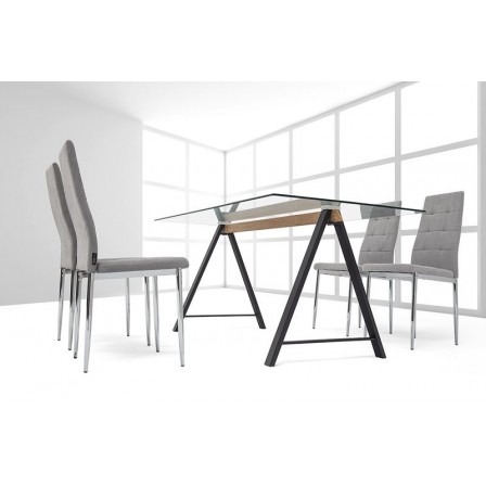 MESA DE COMEDOR ADÁN CRISTAL TEMPLADO-ACERO VARIAS MEDIDAS