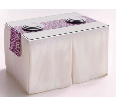 Mesa Camilla Modelo Rocky de 110x70 o 120x70 con Enaguas Incluidas