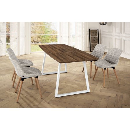 MESA DE COMEDOR EXTENSIBLE POE MDF-ACERO 140(180)X80 VARIOS COLORES