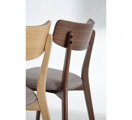 Silla Comedor Tapizada Color Nogal Modelo Nais Tapizado Gris Dark