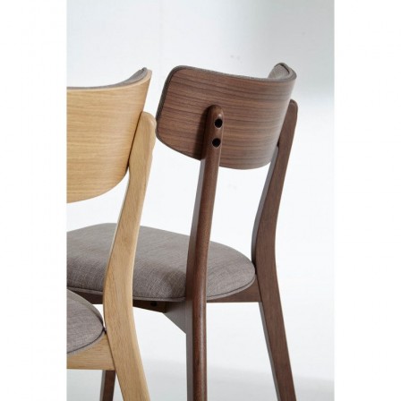 Silla Comedor Tapizada Color Nogal Modelo Nais Tapizado Gris Dark