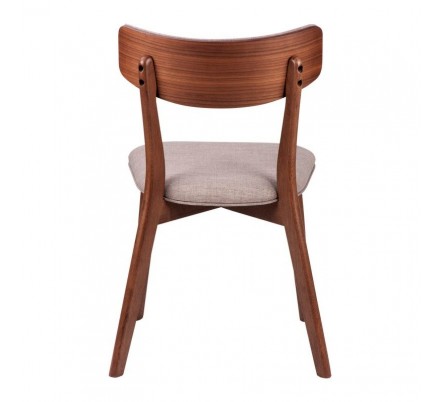 Silla Comedor Tapizada Color Nogal Modelo Nais Tapizado Gris Dark