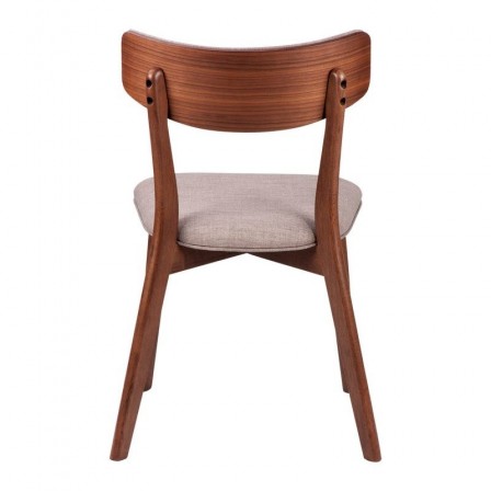 Silla Comedor Tapizada Color Nogal Modelo Nais Tapizado Gris Dark