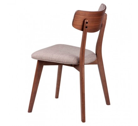 Silla Comedor Tapizada Color Nogal Modelo Nais Tapizado Gris Dark