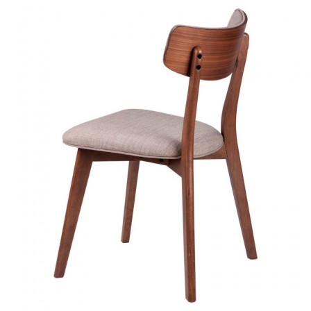 Silla Comedor Tapizada Color Nogal Modelo Nais Tapizado Gris Dark