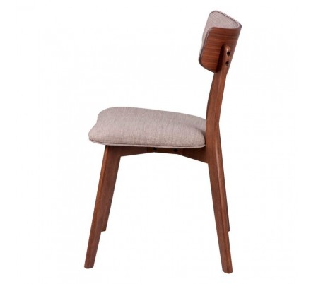 Silla Comedor Tapizada Color Nogal Modelo Nais Tapizado Gris Dark